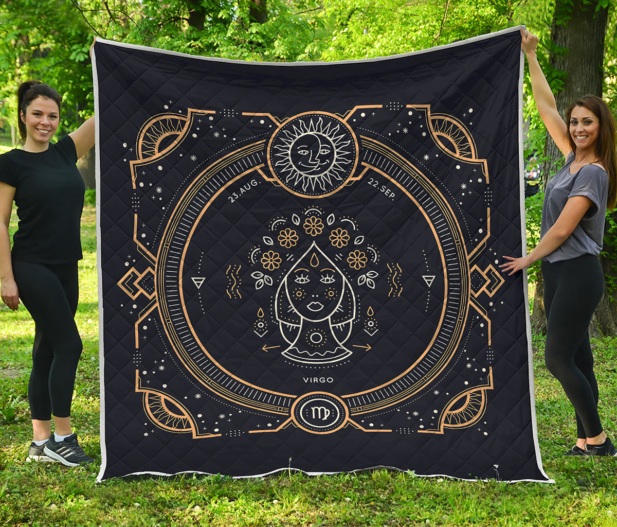 Vintage Virgo Zodiac Sign Print Quilt