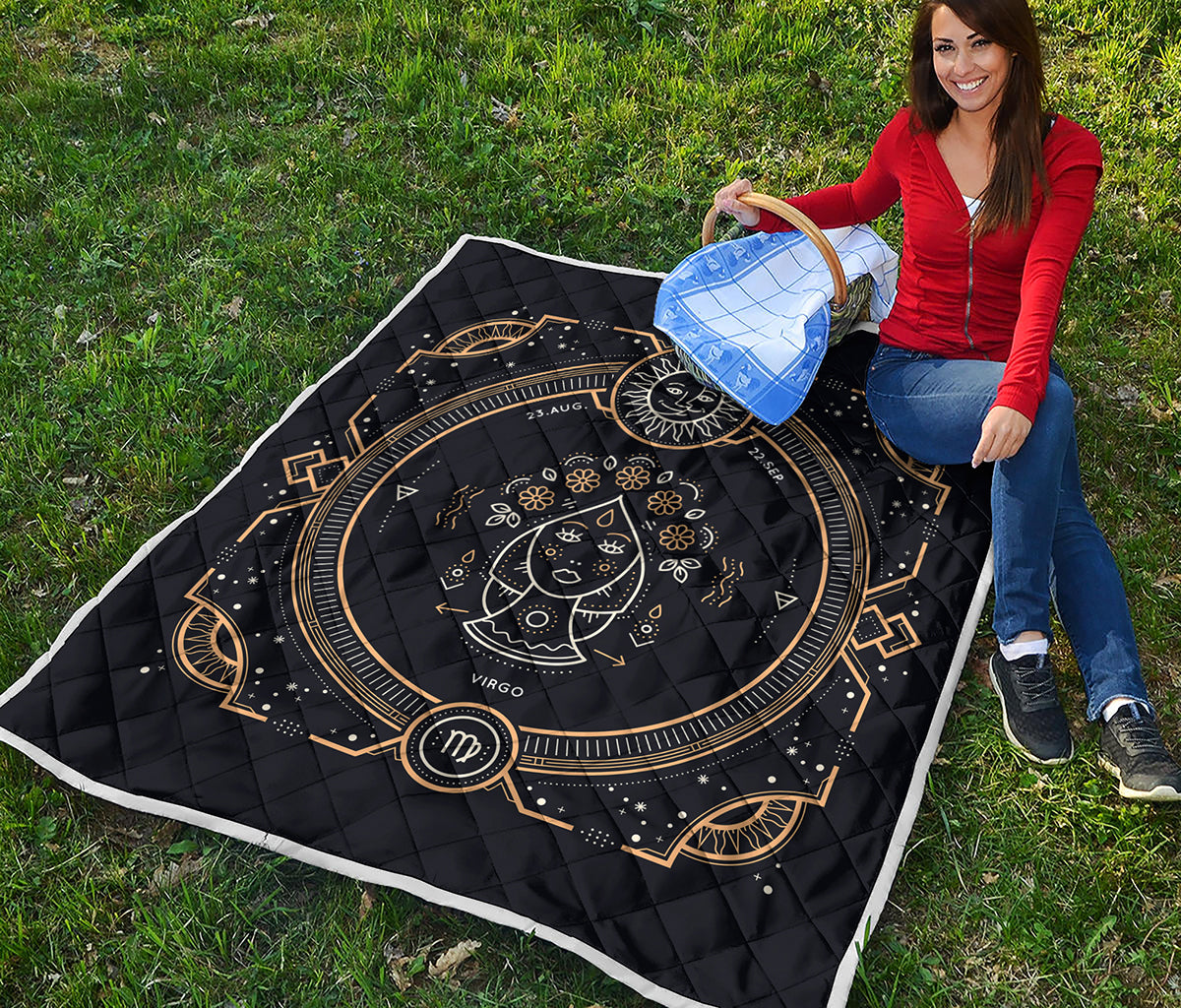 Vintage Virgo Zodiac Sign Print Quilt