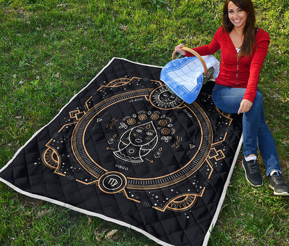 Vintage Virgo Zodiac Sign Print Quilt