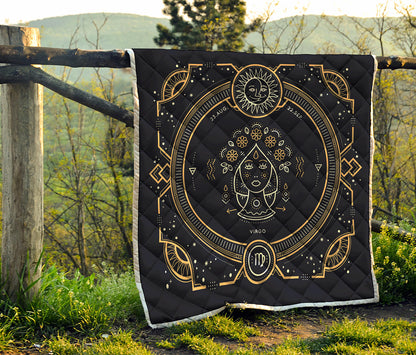 Vintage Virgo Zodiac Sign Print Quilt