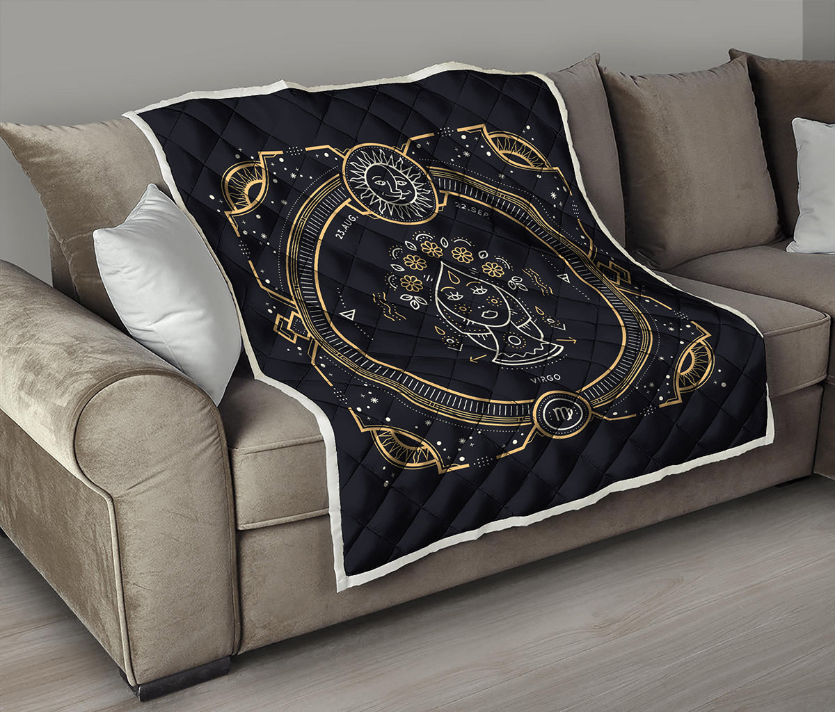 Vintage Virgo Zodiac Sign Print Quilt