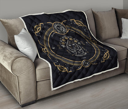 Vintage Virgo Zodiac Sign Print Quilt