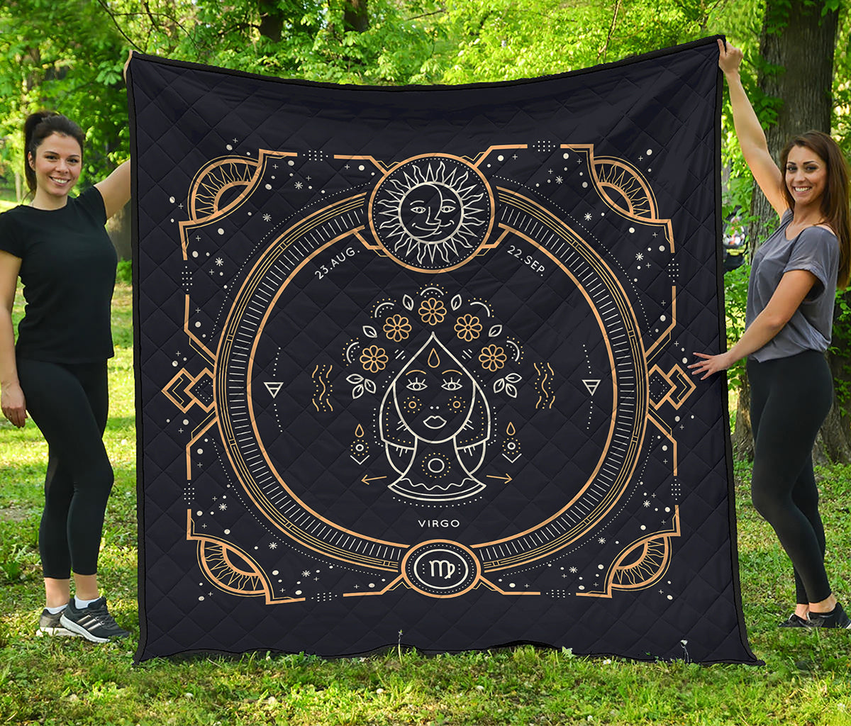 Vintage Virgo Zodiac Sign Print Quilt