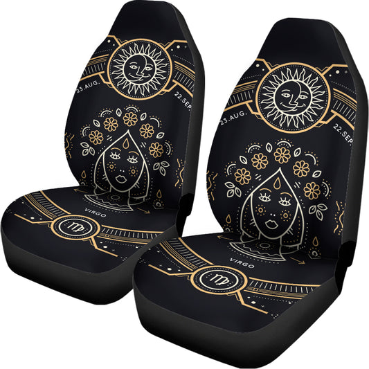Vintage Virgo Zodiac Sign Print Universal Fit Car Seat Covers