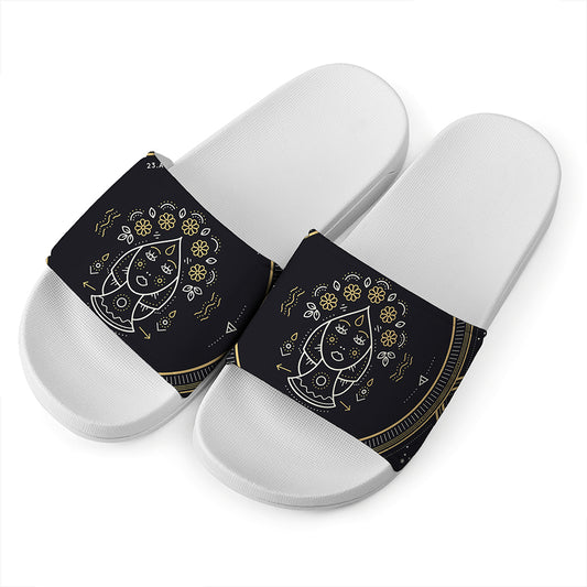 Vintage Virgo Zodiac Sign Print White Slide Sandals