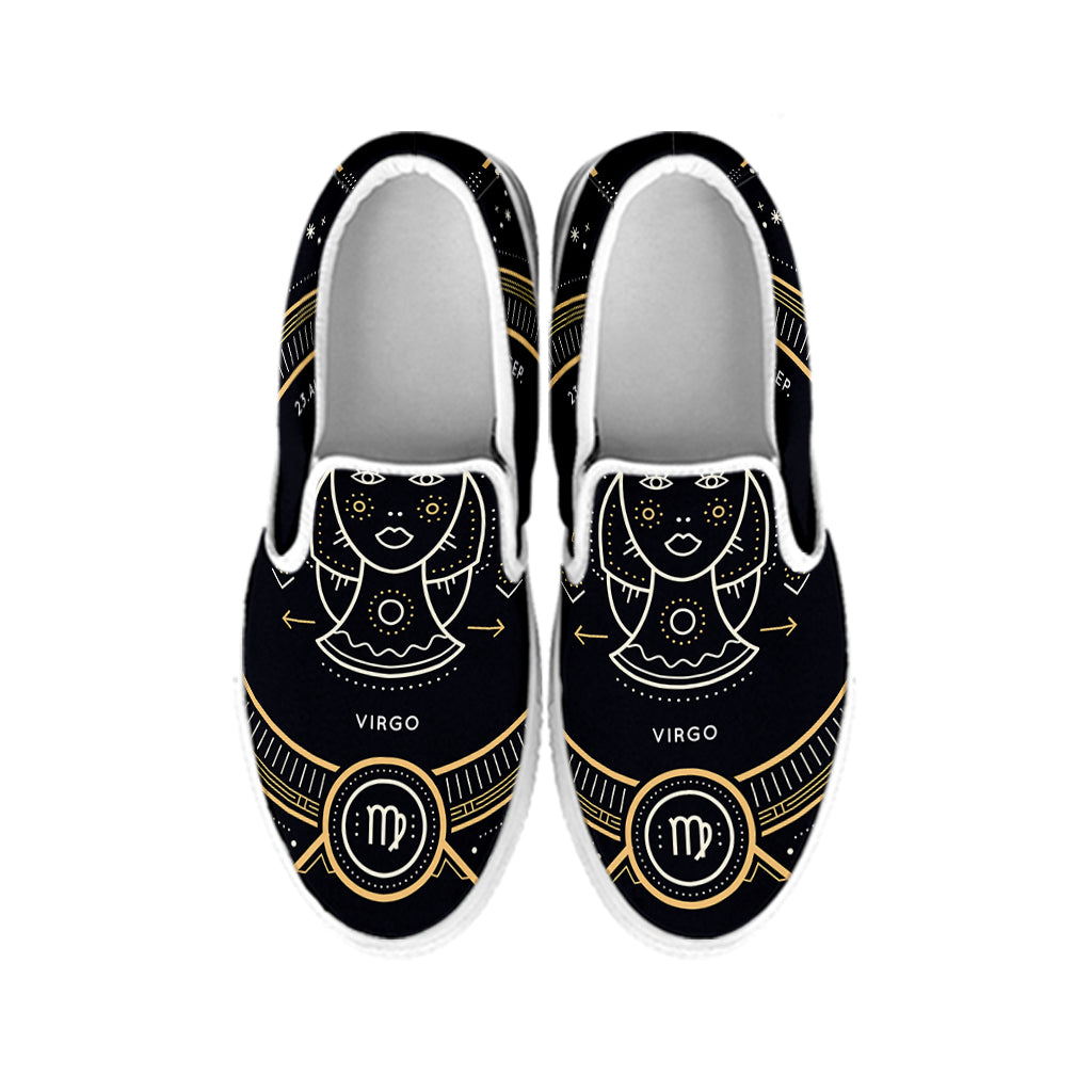 Vintage Virgo Zodiac Sign Print White Slip On Shoes