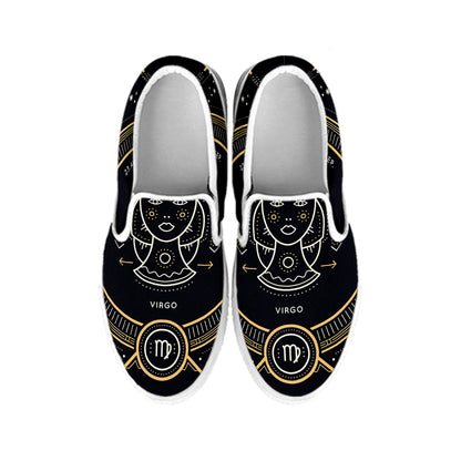 Vintage Virgo Zodiac Sign Print White Slip On Shoes