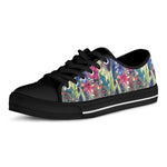 Vintage Watercolor Feather Print Black Low Top Shoes