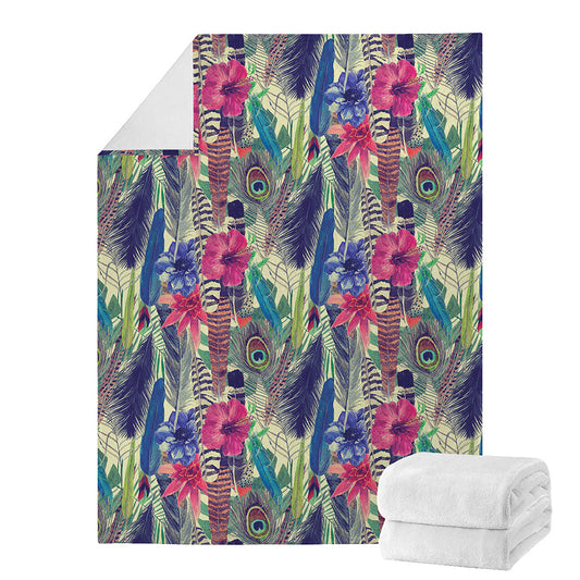 Vintage Watercolor Feather Print Blanket