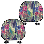 Vintage Watercolor Feather Print Car Headrest Covers