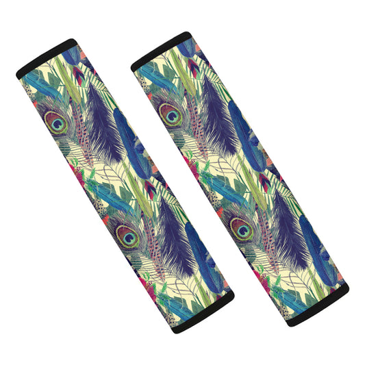 Vintage Watercolor Feather Print Car Seat Belt Covers