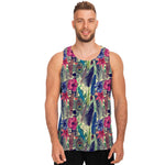 Vintage Watercolor Feather Print Men's Tank Top
