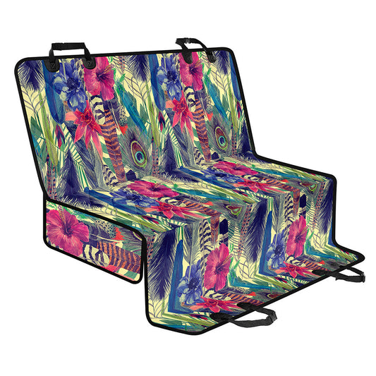 Vintage Watercolor Feather Print Pet Car Back Seat Cover