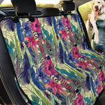 Vintage Watercolor Feather Print Pet Car Back Seat Cover