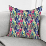 Vintage Watercolor Feather Print Pillow Cover