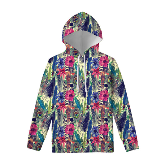 Vintage Watercolor Feather Print Pullover Hoodie