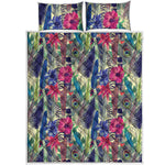 Vintage Watercolor Feather Print Quilt Bed Set