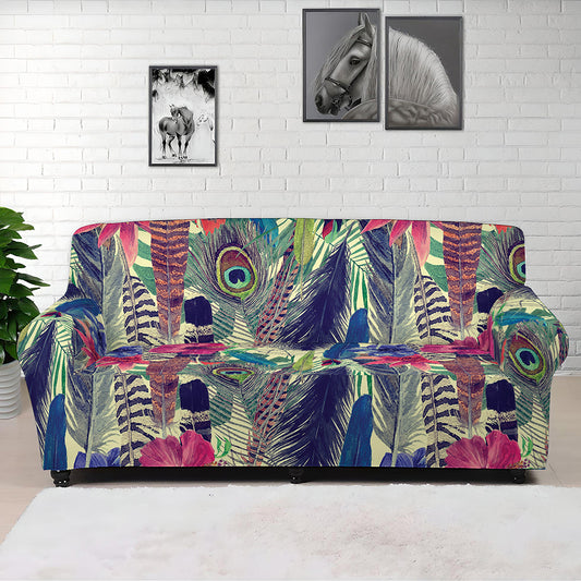 Vintage Watercolor Feather Print Sofa Cover