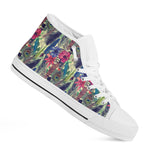 Vintage Watercolor Feather Print White High Top Shoes