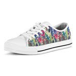 Vintage Watercolor Feather Print White Low Top Shoes