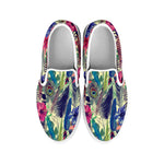 Vintage Watercolor Feather Print White Slip On Shoes