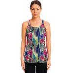 Vintage Watercolor Feather Print Women's Racerback Tank Top