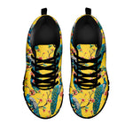 Vintage Watercolor Peacock Print Black Sneakers