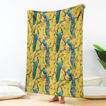 Vintage Watercolor Peacock Print Blanket