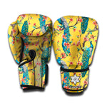 Vintage Watercolor Peacock Print Boxing Gloves