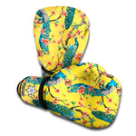 Vintage Watercolor Peacock Print Boxing Gloves