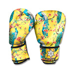 Vintage Watercolor Peacock Print Boxing Gloves