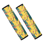 Vintage Watercolor Peacock Print Car Seat Belt Covers