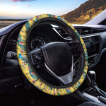 Vintage Watercolor Peacock Print Car Steering Wheel Cover