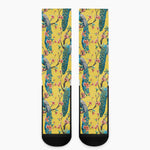 Vintage Watercolor Peacock Print Crew Socks