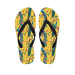 Vintage Watercolor Peacock Print Flip Flops