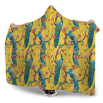 Vintage Watercolor Peacock Print Hooded Blanket
