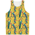 Vintage Watercolor Peacock Print Men's Tank Top