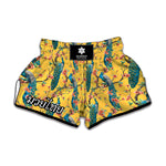 Vintage Watercolor Peacock Print Muay Thai Boxing Shorts