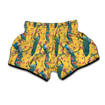 Vintage Watercolor Peacock Print Muay Thai Boxing Shorts