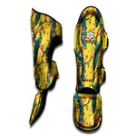 Vintage Watercolor Peacock Print Muay Thai Shin Guard