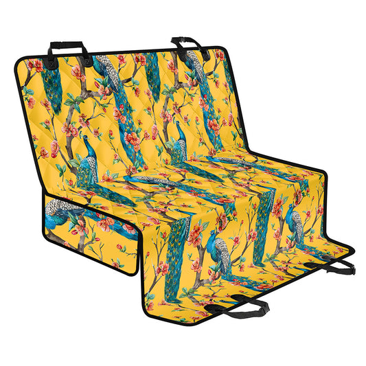 Vintage Watercolor Peacock Print Pet Car Back Seat Cover