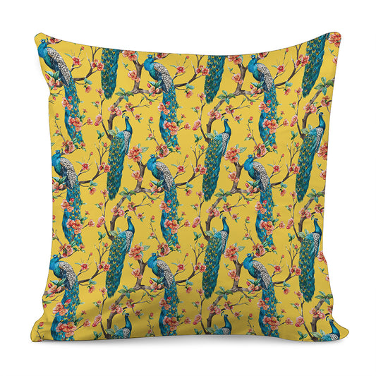 Vintage Watercolor Peacock Print Pillow Cover