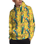 Vintage Watercolor Peacock Print Pullover Hoodie