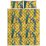 Vintage Watercolor Peacock Print Quilt Bed Set