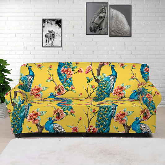 Vintage Watercolor Peacock Print Sofa Cover
