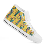 Vintage Watercolor Peacock Print White High Top Shoes