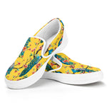 Vintage Watercolor Peacock Print White Slip On Shoes