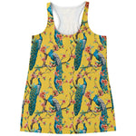 Vintage Watercolor Peacock Print Women's Racerback Tank Top
