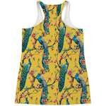 Vintage Watercolor Peacock Print Women's Racerback Tank Top