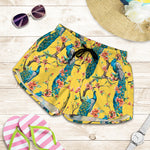 Vintage Watercolor Peacock Print Women's Shorts